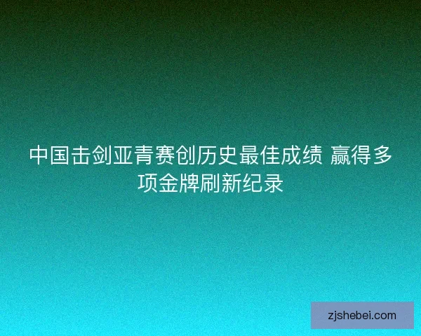中国击剑亚青赛创历史最佳成绩 赢得多项金牌刷新纪录