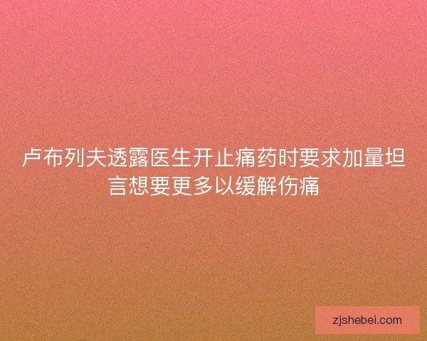 卢布列夫透露医生开止痛药时要求加量坦言想要更多以缓解伤痛